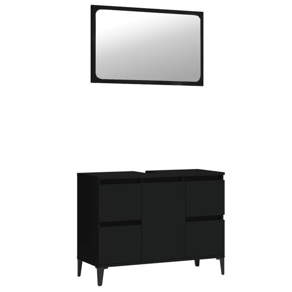 vidaXL 2 pcs conjunto m&oacute;veis casa de banho derivados de madeira preto