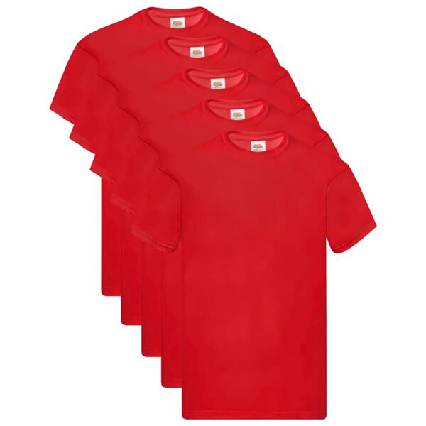 Fruit of the Loom T-shirts originais 5 pcs algodão S vermelho