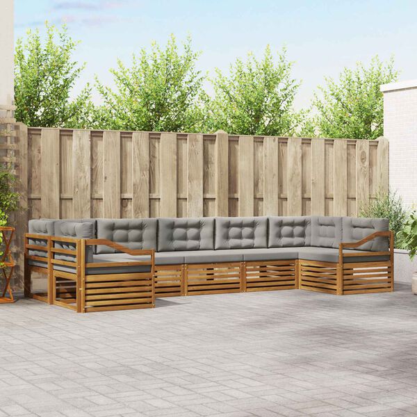 vidaXL Conjuntos de sof&aacute;s com almofada 7 pcs Cinza Natural e Claro