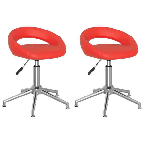 vidaXL Cadeiras de jantar girat&oacute;rias 2 pcs couro artificial vermelho