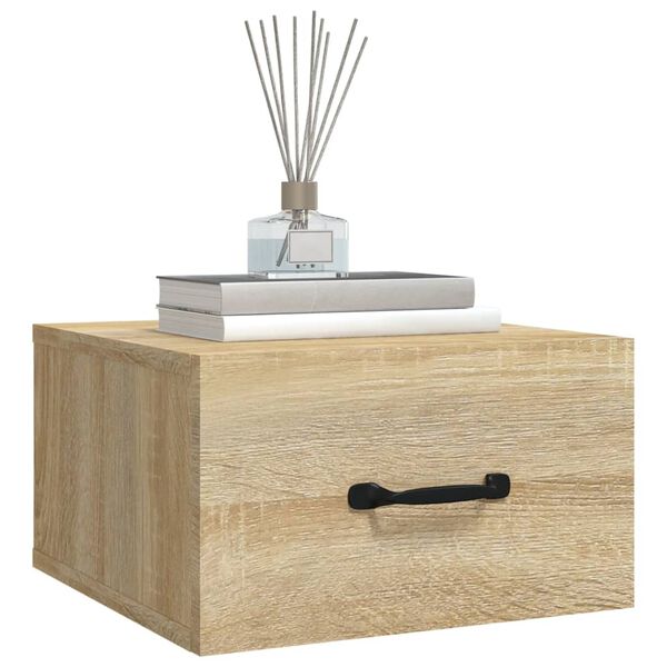 vidaXL Mesa de cabeceira montagem na parede 35x35x20 cm cor sonoma