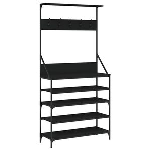 vidaXL Bengaleiro c/ arruma&ccedil;&atilde;o de cal&ccedil;ado 90x34x184 cm preto
