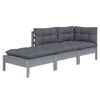 vidaXL 3 pcs conjunto lounge de jardim c/ almofad&otilde;es pinho maci&ccedil;o