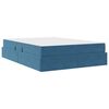 vidaXL Cama com arruma&ccedil;&atilde;o e colch&atilde;o Azul Escuro 140 x 190 cm Veludo