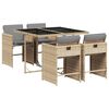 vidaXL 5pcs conj. jantar jardim c/ almofad&otilde;es vime PE bege misturado