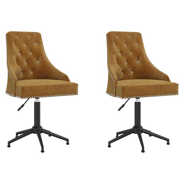 vidaXL Cadeiras de jantar girat&oacute;rias 2 pcs veludo castanho