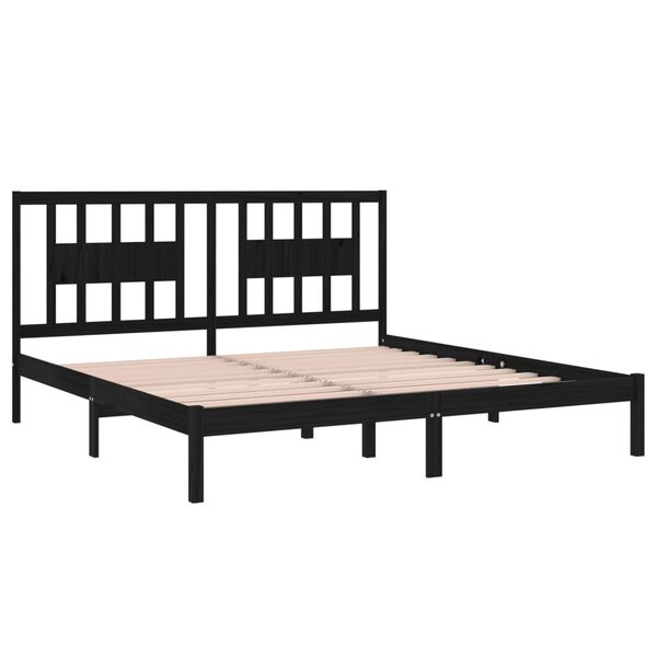 vidaXL Estrutura de cama 200x200 cm pinho maci&ccedil;o preto