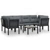 vidaXL 7 pcs conjunto lounge de jardim vime PE preto e cinzento