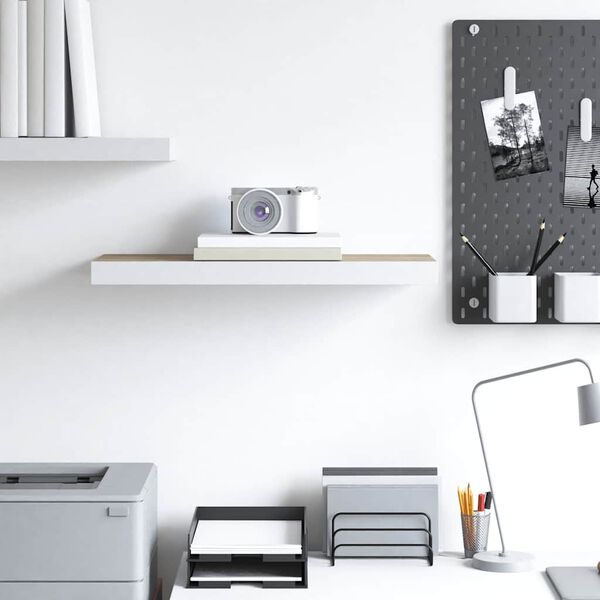 vidaXL Prateleira parede suspensa 60x23,5x3,8 cm MDF carvalho e branco