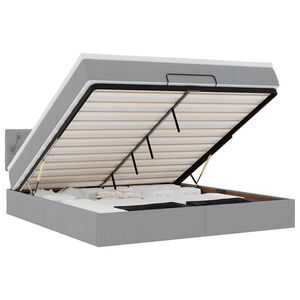 vidaXL Cama otomana com colch&atilde;o 160x200 cm tecido cinzento claro