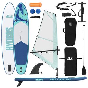 vidaXL Prancha SUP Infl&aacute;vel com Vela HYDROS 330 x 76 x 15 cm Turquesa
