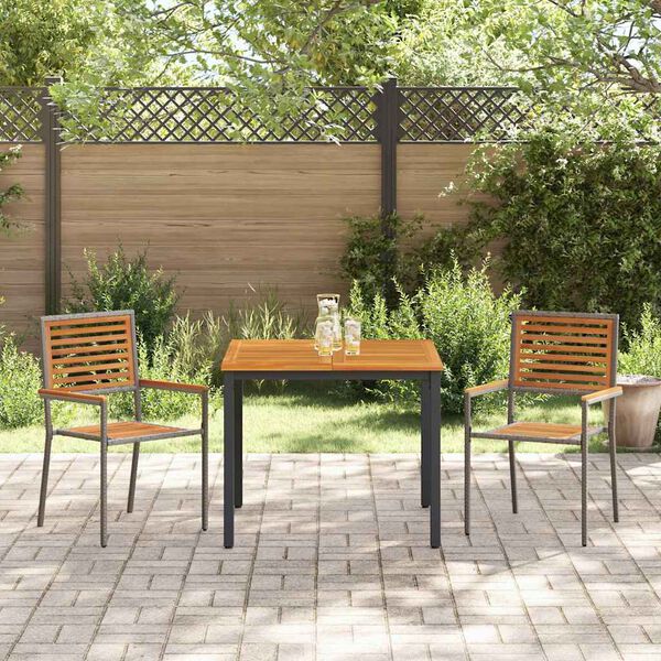 vidaXL Conjunto de Jantar para Jardim 3 pcs Cinzeto 90 x 90 x 75 cm