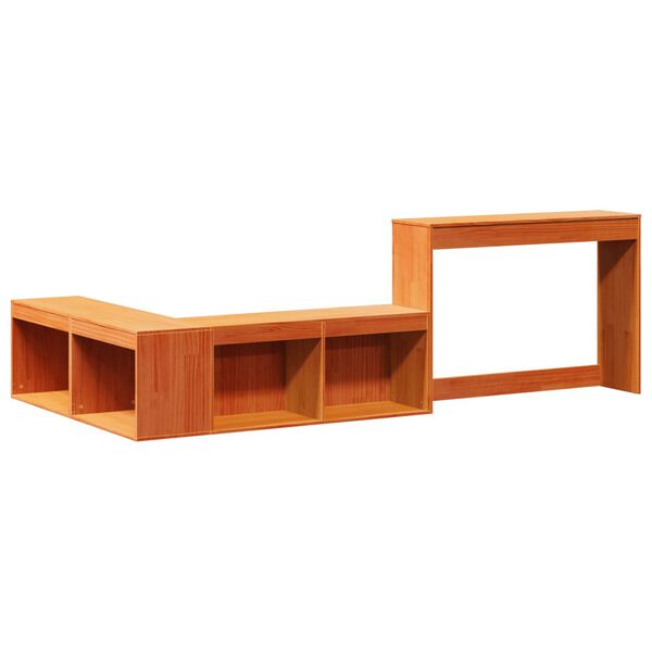 vidaXL Mesa de cabeceira c/ secret&aacute;ria 222x107x75cm pinho castanho-mel