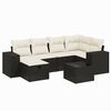vidaXL 7 pcs conjunto de sof&aacute;s p/ jardim c/ almofad&otilde;es vime PE preto