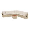 vidaXL 10 pcs conjunto de sof&aacute;s p/ jardim com almofad&otilde;es vime PE bege