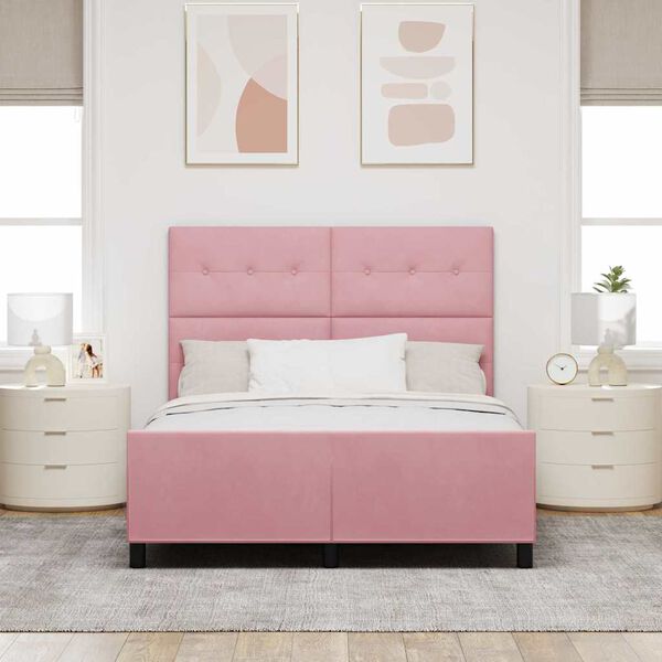 vidaXL Cama Box com cabeceira Rosa 140 x 200 cm Veludo