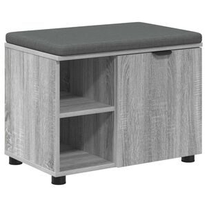 vidaXL Banco de Hall com almofada Sonoma cinza 60 x 38 x 46 cm
