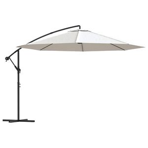 vidaXL Guarda-sol de jardim cantilever 3,5 m branco areia