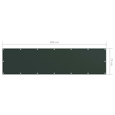 vidaXL Tela de varanda 75x300 cm tecido Oxford verde-escuro