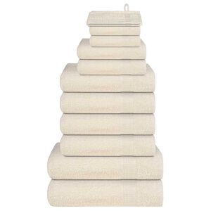 vidaXL 12 pcs Conjunto de toalhas FROGN 360 g/m&sup2; creme