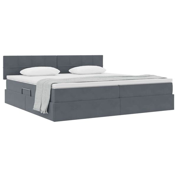 vidaXL Cama com Armazenamento Cinza Escuro 200 x 200 cm Veludo