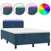 vidaXL Cama box spring colch&atilde;o LED 120x190cm couro artif. azul-escuro