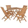 vidaXL 5 pcs conjunto de jantar p/ jardim madeira de teca maci&ccedil;a