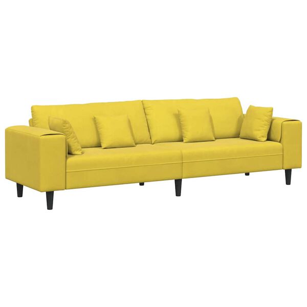 vidaXL Sof&aacute; com almofada Amarelo 250 x 77 x 76 cm Veludo