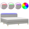 vidaXL Cama box spring c/ colchão e LED 180x200 cm tecido cinza-claro