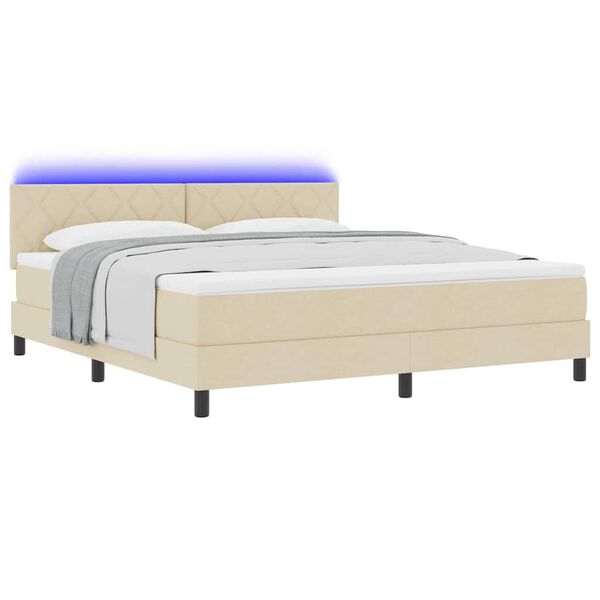 vidaXL Cama Box com colch&atilde;o com cabeceira Creme 180 x 200 cm tecido