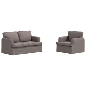 vidaXL Conjunto de Sof&aacute;s 2 unid. Cinzento-acastanhado tecido