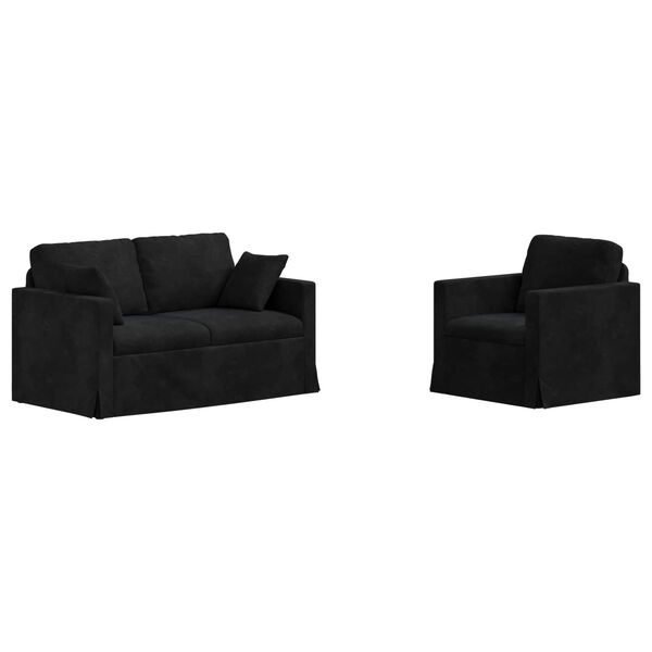 vidaXL Sof&aacute; 2 pcs Preto Dimens&otilde;es gerais: 138 x 78 x 80 cm (L x P x A)