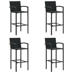 vidaXL Bancos de bar 4 pcs vime PE preto