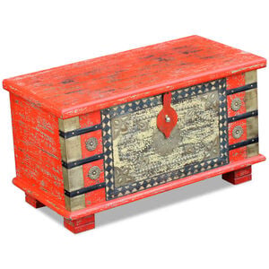 vidaXL Arca arrumos madeira de mangueira 80x40x45 cm vermelho