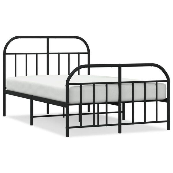 vidaXL Estrutura de cama com cabeceira e p&eacute;s 120x200 cm metal preto