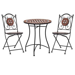 vidaXL 3 pcs conjunto bistro em mosaico azulejos de cer&acirc;mica terracota