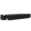 vidaXL 21 pcs conjunto jantar p/ jardim c/ almofad&otilde;es vime PE preto