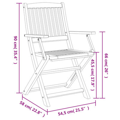 vidaXL Cadeiras de jardim dobráveis 2 pcs 58x54,5x90 cm acácia maciça