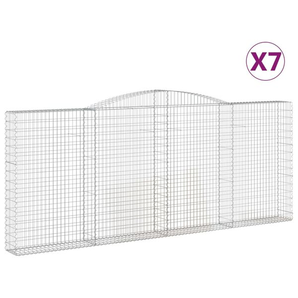 vidaXL Cestos gabi&atilde;o arqueados 7pcs 400x30x160/180cm ferro galvanizado