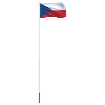 vidaXL Bandeira da República Checa com mastro de alumínio 4 m
