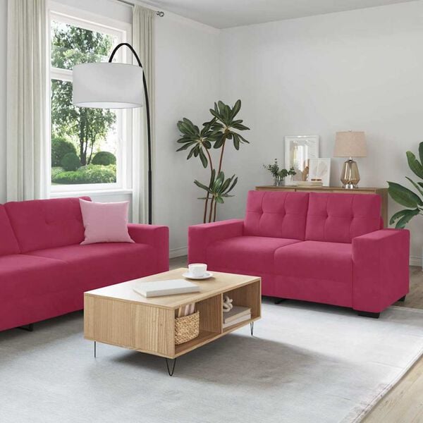 vidaXL Conjunto de Sof&aacute;s 3 pcs Vermelho Ventoso 221 x 80 x 80 cm