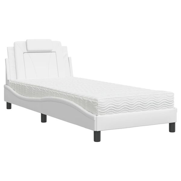vidaXL Cama Viana com colch&atilde;o 80x200 cm couro artificial branco