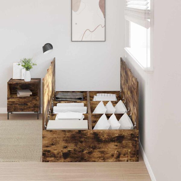vidaXL Estrado de cama com arrumação Carvalho Defumado 100 x 200 cm