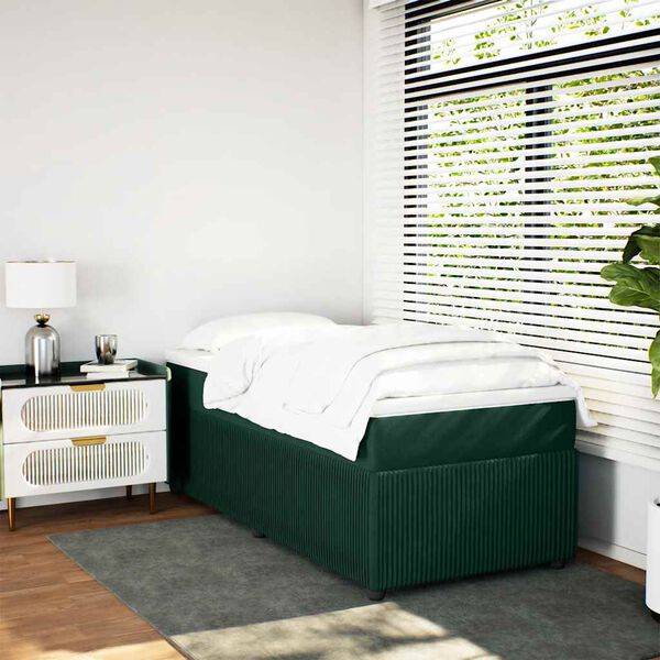 vidaXL Cama com molas/colch&atilde;o 80x200 cm veludo verde-escuro
