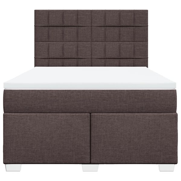 vidaXL Cama com molas/colch&atilde;o 140x190 cm tecido castanho-escuro