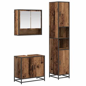 vidaXL Conjunto de M&oacute;veis para Banheiro com porta 3 pcs Madeira Antiga