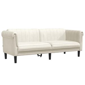 vidaXL Sof&aacute; de 3 lugares veludo cor creme