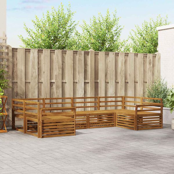 vidaXL Conjuntos de sof&aacute;s 6 pcs Natural Madeira S&oacute;lida de Ac&aacute;cia