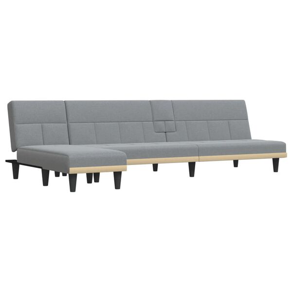 vidaXL Sof&aacute;-cama em forma de L 255x140x70 cm tecido cinzento-claro