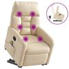 vidaXL Poltrona de massagens reclin&aacute;vel elevat&oacute;ria microfibra bege